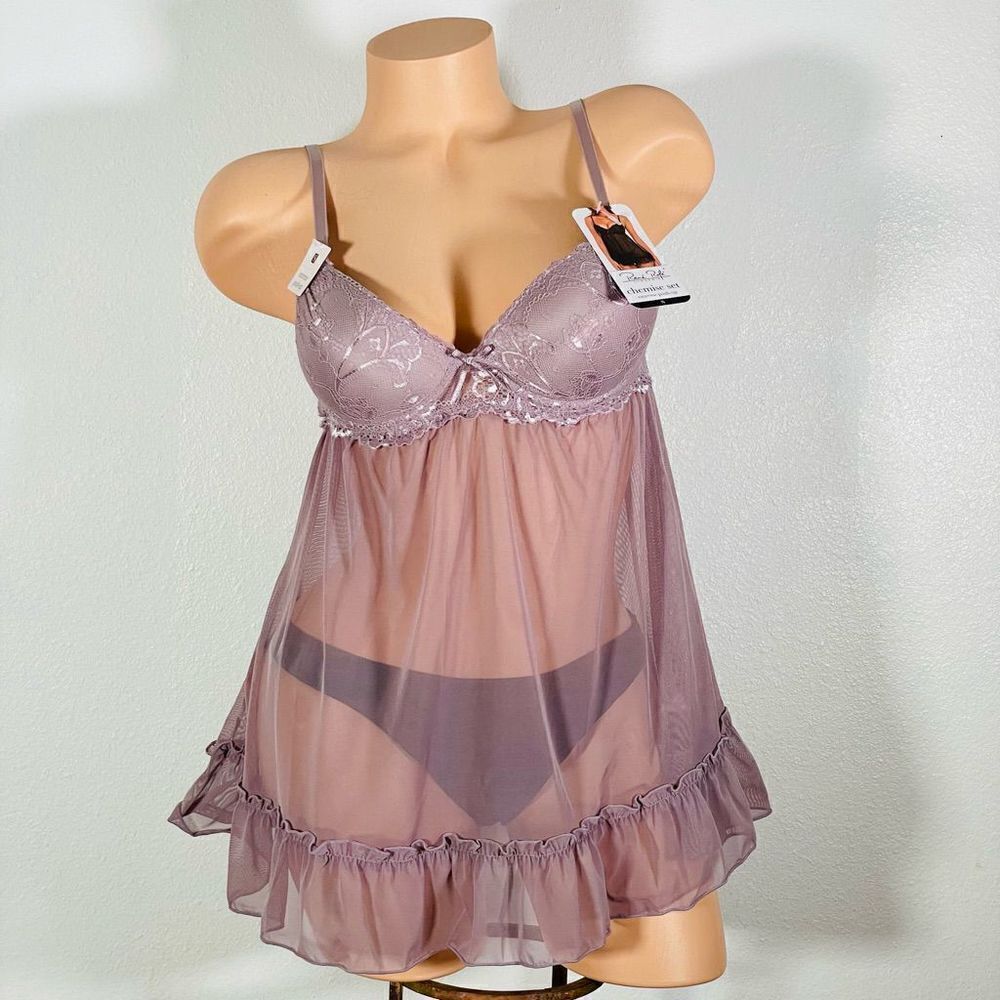NWT Rene Rofe Sz S Tan Dark Beige Flyaway Lace Bra Beautiful 1 Pc Babydoll New